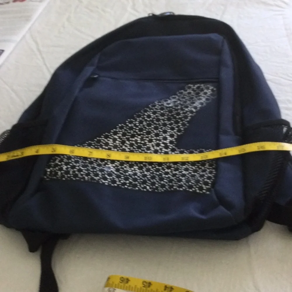 Navy Blue Patterned Backpack - Picture 4 of 4
